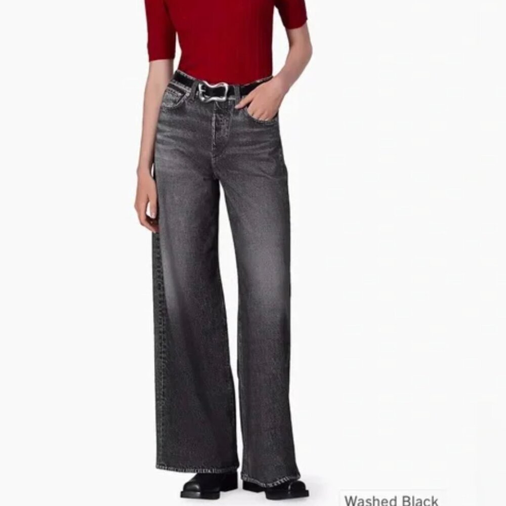 rag & bone Miramar Washed Black Sweatpants Jean, loose fit/wide leg, size 30